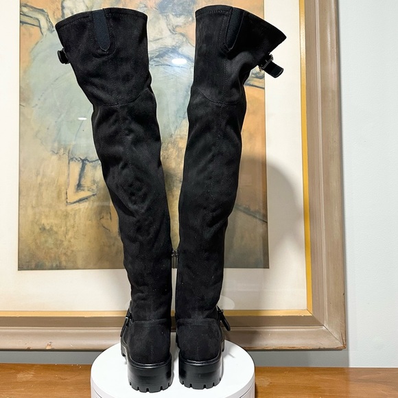 🌸MARC FISHER🌸 Ganven Lug Sole Biker Thigh-High Boots in Black Size: 7.5 - Picture 8 of 12